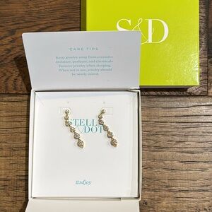 Stella & Dot Renegade Crystal Earrings in Gold - Brand New in Box